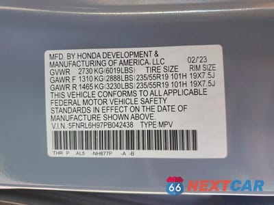 Zdjęcie 13 z 13 samochodu: 2023 HONDA ODYSSEY ELITE VIN:5FNRL6H97PB042438 - miniatura