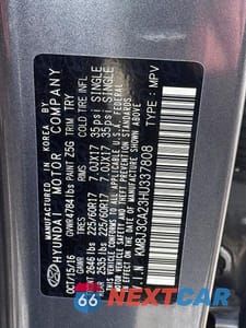 Zdjęcie 10 z 10 samochodu: 2017 HYUNDAI TUCSON ECO VIN:KM8J3CA23HU337808 - miniatura