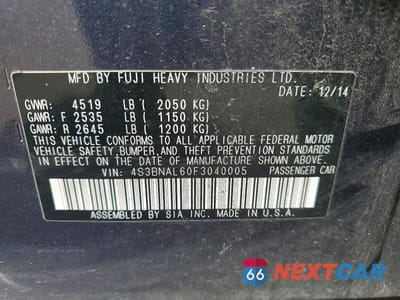 Zdjęcie 13 z 13 samochodu: 2015 SUBARU LEGACY 2.5I LIMITED VIN:4S3BNAL60F3040005 - miniatura