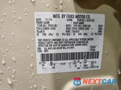 Zdjęcie 14 z 14 samochodu: 2015 LINCOLN MKX VIN:2LMDJ8JK0FBL31391 - miniatura