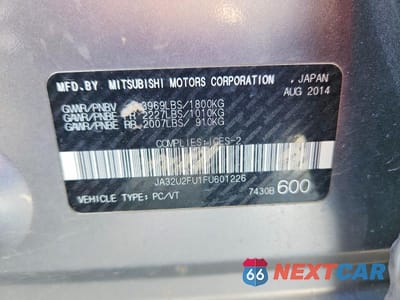 Zdjęcie 12 z 12 samochodu: 2015 MITSUBISHI LANCER ES VIN:JA32U2FU1FU601226 - miniatura
