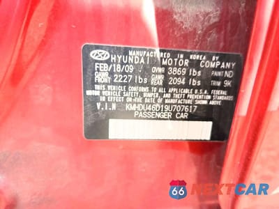 Zdjęcie 12 z 12 samochodu: 2009 HYUNDAI ELANTRA GLS VIN:KMHDU46D19U707617 - miniatura