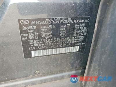 Zdjęcie 13 z 13 samochodu: 2019 HYUNDAI SANTA FE SE 2.4L VIN:5NMS2CAD5KH069047 - miniatura