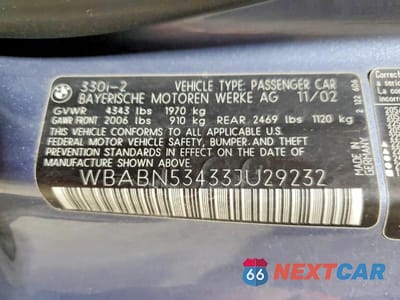 Zdjęcie 13 z 13 samochodu: 2003 BMW 330 CI VIN:WBABN53433JU29232 - miniatura