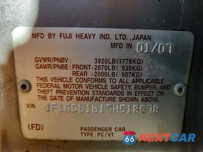 Zdjęcie 12 z 12 samochodu: 2007 SUBARU IMPREZA 2.5I VIN:JF1GD61617H518578 - miniatura