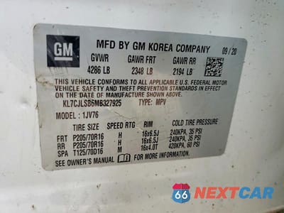 Zdjęcie 12 z 12 samochodu: 2021 CHEVROLET TRAX 1LT VIN:KL7CJLSB6MB327925 - miniatura