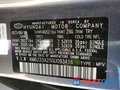 Zdjęcie 12 z 12 samochodu: 2016 HYUNDAI TUCSON LIMITED VIN:KM8J33A25GU093416 - miniatura