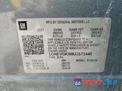 Zdjęcie 13 z 13 samochodu: 2018 CHEVROLET TRAVERSE LT VIN:1GNEVGKW8JJ171440 - miniatura