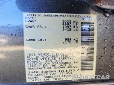 Zdjęcie 12 z 12 samochodu: 2022 NISSAN ALTIMA 2.5 SV VIN:1N4BL4DW5NN381057 - miniatura
