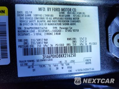 Zdjęcie 14 z 14 samochodu: 2019 FORD FUSION SE VIN:3FA6P0HD8KR216250 - miniatura