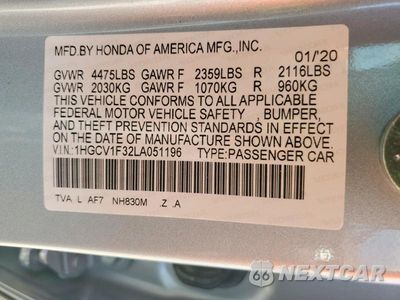 Zdjęcie 13 z 13 samochodu: 2020 HONDA ACCORD SPORT VIN:1HGCV1F32LA051196 - miniatura