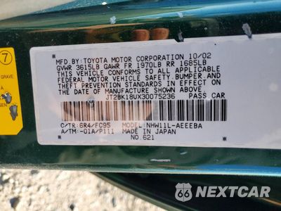 Zdjęcie 12 z 12 samochodu: 2003 TOYOTA PRIUS BASE VIN:JT2BK18UX30075236 - miniatura