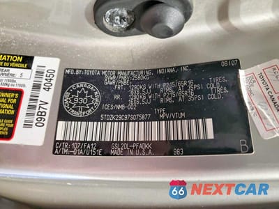 Zdjęcie 14 z 14 samochodu: 2007 TOYOTA SIENNA CE VIN:5TDZK29C97S075877 - miniatura