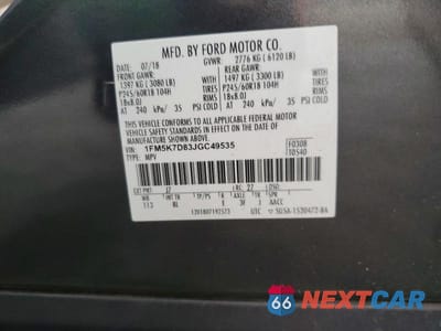 Zdjęcie 13 z 13 samochodu: 2018 FORD EXPLORER XLT VIN:1FM5K7D83JGC49535 - miniatura