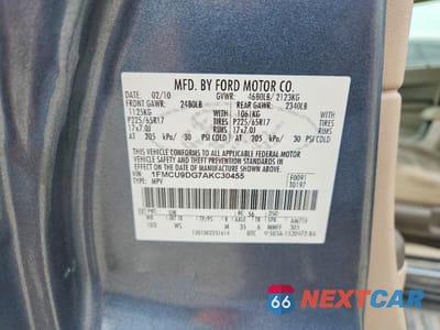 Zdjęcie 12 z 12 samochodu: 2010 FORD ESCAPE XLT VIN:1FMCU9DG7AKC30455 - miniatura
