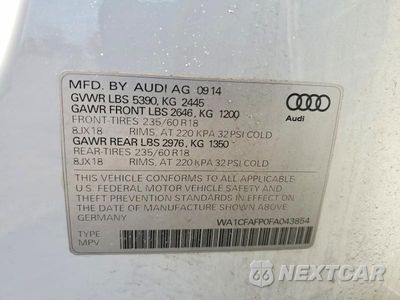 Zdjęcie 13 z 13 samochodu: 2015 AUDI Q5 PREMIUM VIN:WA1CFAFP0FA043854 - miniatura