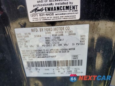 Zdjęcie 12 z 12 samochodu: 2008 FORD F150 VIN:1FTRF14W48KD71057 - miniatura