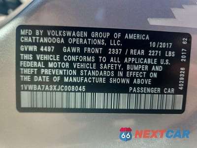 Zdjęcie 13 z 13 samochodu: 2018 VOLKSWAGEN PASSAT SE VIN:1VWBA7A3XJC008045 - miniatura