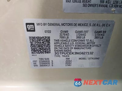 Zdjęcie 13 z 13 samochodu: 2022 GMC SIERRA K1500 ELEVATION VIN:3GTPUCEK3NG627132 - miniatura
