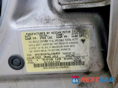 Zdjęcie 12 z 12 samochodu: 2006 NISSAN SENTRA 1.8 VIN:3N1CB51D76L536853 - miniatura
