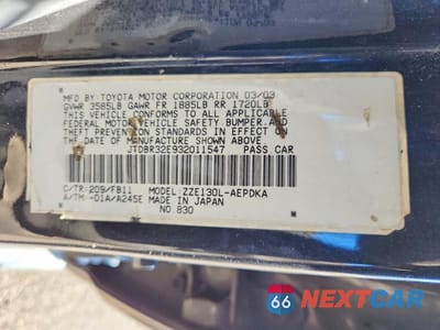 Zdjęcie 12 z 12 samochodu: 2003 TOYOTA COROLLA CE VIN:JTDBR32E932011547 - miniatura
