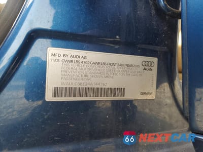 Zdjęcie 12 z 13 samochodu: 2004 AUDI A4 1.8T QUATTRO VIN:WAULC68E24A144752 - miniatura