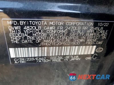 Zdjęcie 12 z 12 samochodu: 2023 LEXUS IS 350 F SPORT VIN:JTHGZ1E20P5027800 - miniatura