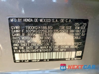 Zdjęcie 14 z 14 samochodu: 2026 HONDA HR-V SPORT VIN:3CZRZ1H54TM704037 - miniatura
