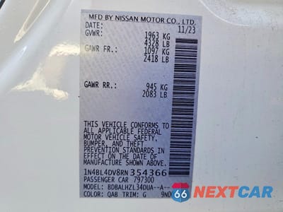 Zdjęcie 12 z 12 samochodu: 2024 NISSAN ALTIMA 2.5 SV VIN:1N4BL4DV8RN354366 - miniatura