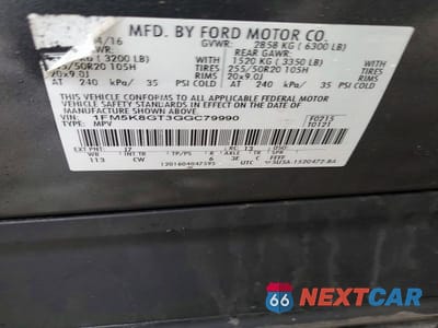 Zdjęcie 13 z 13 samochodu: 2016 FORD EXPLORER SPORT VIN:1FM5K8GT3GGC79990 - miniatura