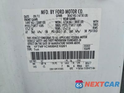 Zdjęcie 12 z 12 samochodu: 2011 FORD F150 VIN:1FTMF1CM0BKE10261 - miniatura