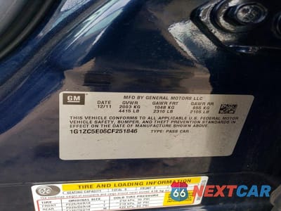 Zdjęcie 12 z 12 samochodu: 2012 CHEVROLET MALIBU 1LT VIN:1G1ZC5E06CF251846 - miniatura
