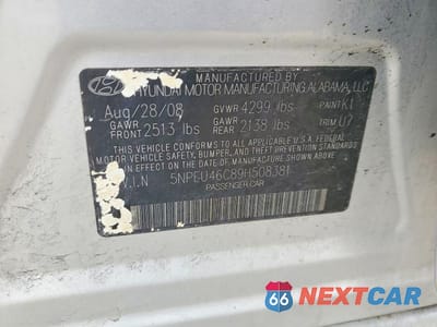 Zdjęcie 12 z 12 samochodu: 2009 HYUNDAI SONATA SE VIN:5NPEU46C89H508381 - miniatura