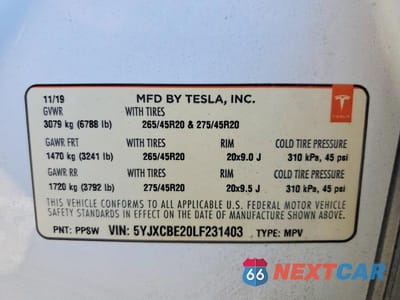 Zdjęcie 13 z 13 samochodu: 2020 TESLA MODEL X VIN:5YJXCBE20LF231403 - miniatura