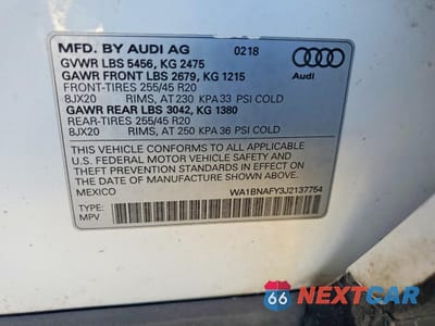 Zdjęcie 13 z 13 samochodu: 2018 AUDI Q5 PREMIUM PLUS VIN:WA1BNAFY3J2137754 - miniatura