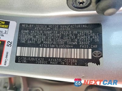 Zdjęcie 12 z 12 samochodu: 2020 TOYOTA CAMRY SE VIN:4T1G11AK1LU953844 - miniatura