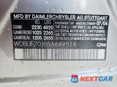 Zdjęcie 12 z 12 samochodu: 2005 MERCEDES-BENZ E 500 VIN:WDBUF70J65A649514 - miniatura
