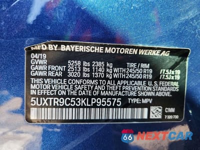 Zdjęcie 14 z 14 samochodu: 2019 BMW X3 XDRIVE30I VIN:5UXTR9C53KLP95575 - miniatura