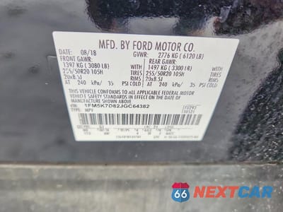 Zdjęcie 14 z 14 samochodu: 2018 FORD EXPLORER XLT VIN:1FM5K7D82JGC64382 - miniatura