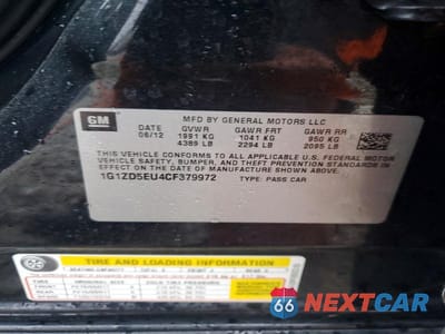 Zdjęcie 12 z 12 samochodu: 2012 CHEVROLET MALIBU 2LT VIN:1G1ZD5EU4CF379972 - miniatura