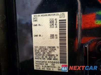 Zdjęcie 12 z 13 samochodu: 2014 NISSAN MAXIMA 3.5 S VIN:1N4AA5AP5EC450460 - miniatura