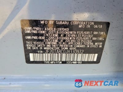Zdjęcie 12 z 12 samochodu: 2018 SUBARU CROSSTREK PREMIUM VIN:JF2GTABC0JH330972 - miniatura