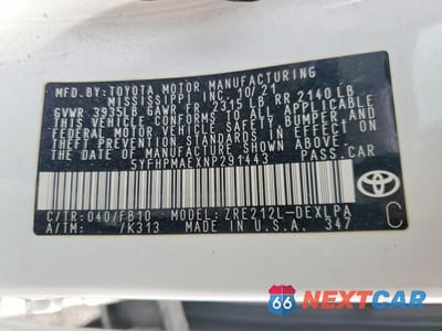 Zdjęcie 13 z 13 samochodu: 2022 TOYOTA COROLLA LE VIN:5YFHPMAEXNP291443 - miniatura