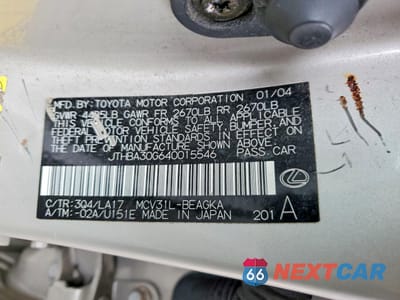 Zdjęcie 12 z 13 samochodu: 2004 LEXUS ES 330 BASE VIN:JTHBA30G640015546 - miniatura