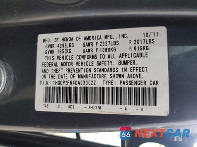 Zdjęcie 12 z 12 samochodu: 2012 HONDA ACCORD SE VIN:1HGCP2F64CA030022 - miniatura