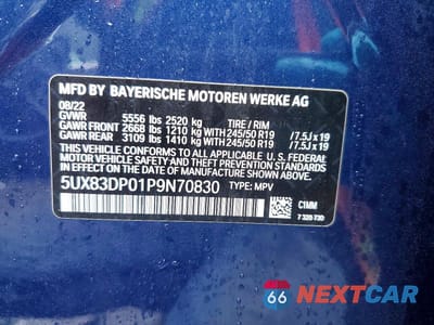 Zdjęcie 13 z 13 samochodu: 2023 BMW X3 M40I VIN:5UX83DP01P9N70830 - miniatura
