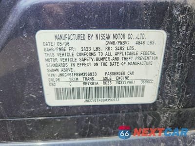 Zdjęcie 12 z 12 samochodu: 2009 INFINITI G37 SEDAN X VIN:JNKCV61F89M356933 - miniatura