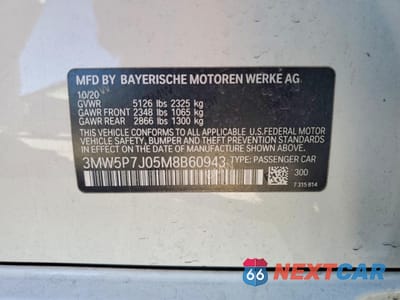 Zdjęcie 12 z 13 samochodu: 2021 BMW 330E VIN:3MW5P7J05M8B60943 - miniatura