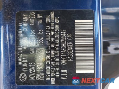 Zdjęcie 12 z 12 samochodu: 2017 HYUNDAI ACCENT VALUE EDITION VIN:KMHCT4AE3HU255442 - miniatura