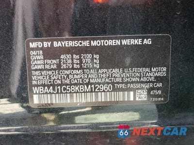 Zdjęcie 12 z 12 samochodu: 2019 BMW 430I GRAN COUPE VIN:WBA4J1C58KBM12960 - miniatura